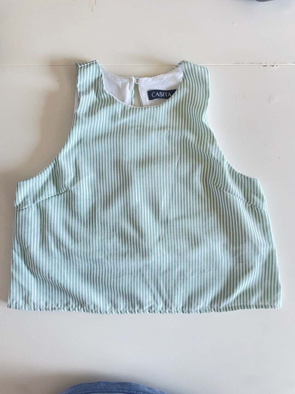 Casita Women's Green and White Striped Sleeveless Tank Top Summer medium 06